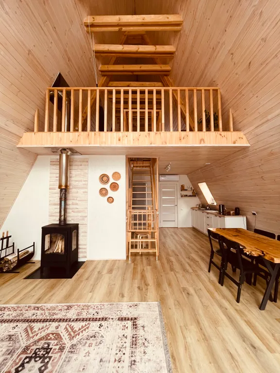 Большой дом А-фрейм с баней и чаном