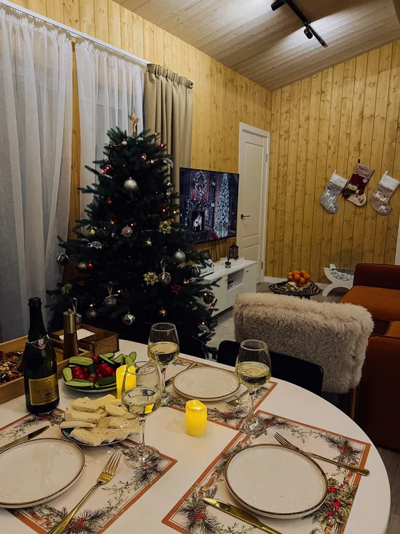 Уютный дом с панорамными окнами с выходом на террасу