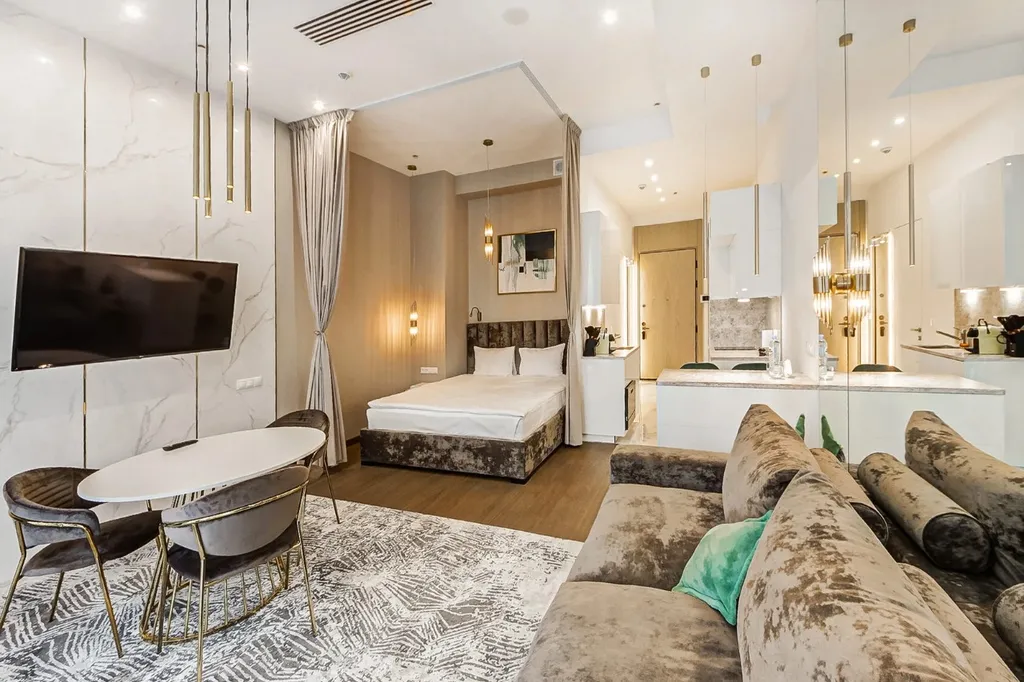 Апартаменты-студия на 62м этаже в Башне "Нева с видом на башни "Сити".