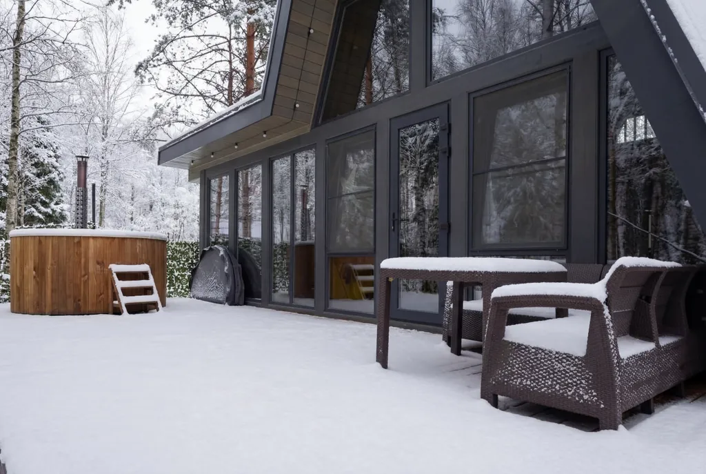 Домик A-Frame с купелью и баней 100 м2