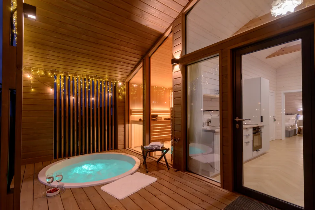 Шикарный дом с панорамной сауной и джакузи на террасе