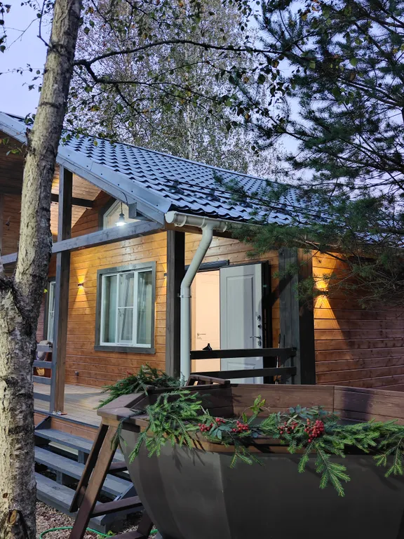 Уютный домик у леса с чаном