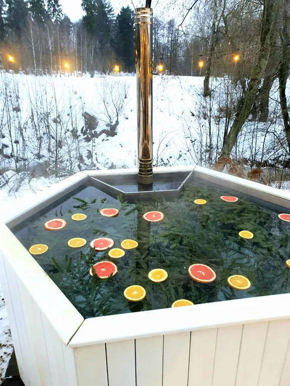 Спа домик с баней и чаном в скандинавском стиле