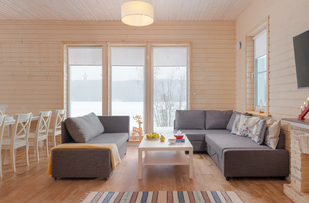 Отдых на берегу озера с видом на горнолыжный курорт и сауной в доме