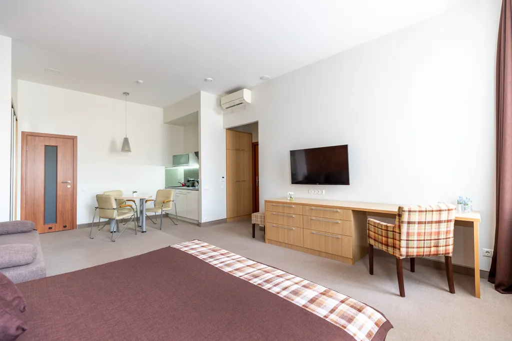 Просторная студия с собственной кухонной зоной