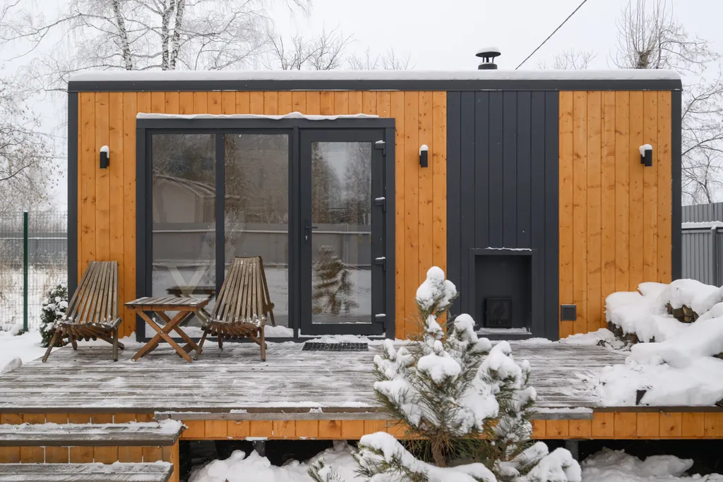 Дом с камином и баней у озера