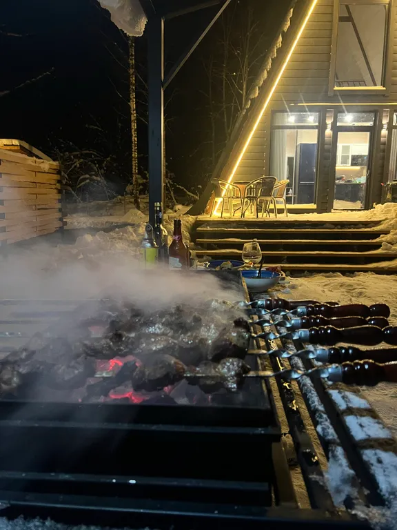 Чудесный домик A-frame с сауной Оливка