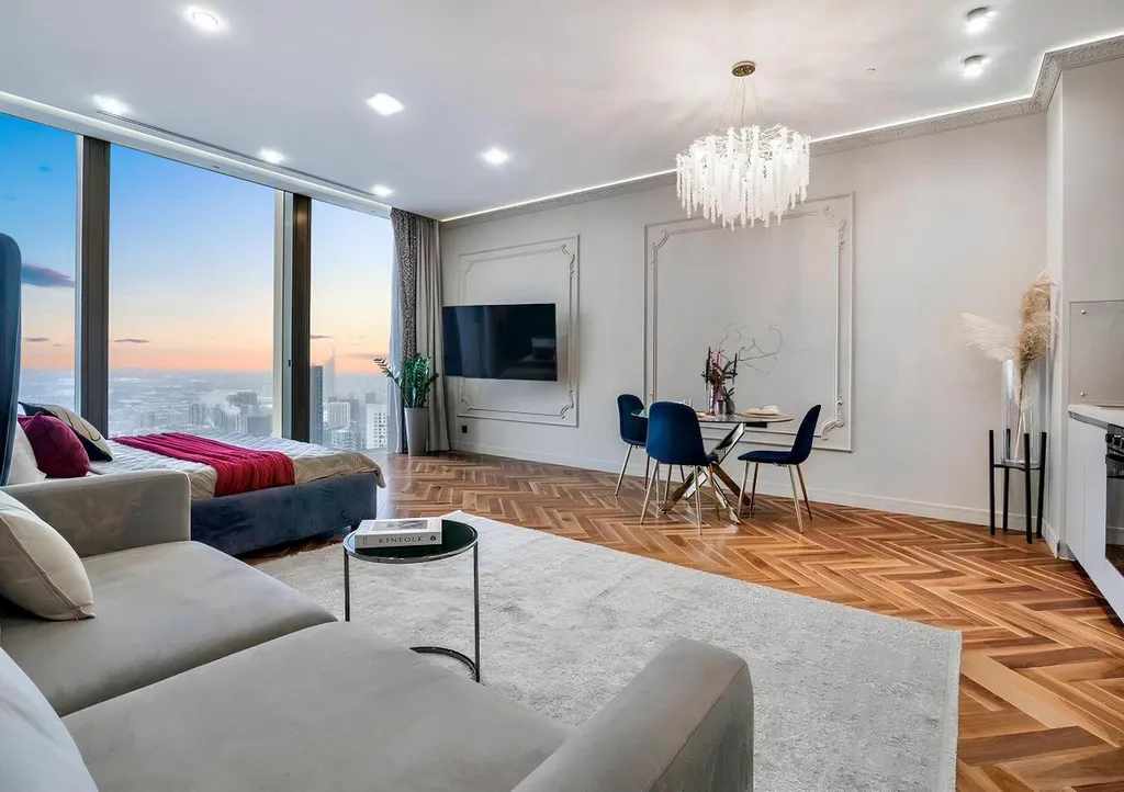 Квартира Квартира Sky City Moscow Уютная Студия на 43 этаже с видом на закат! Lux дизайн — Москва
