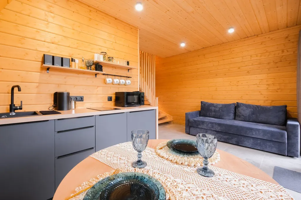 Дом A-frame Lux с дровяной купелью и мангальной зоной.