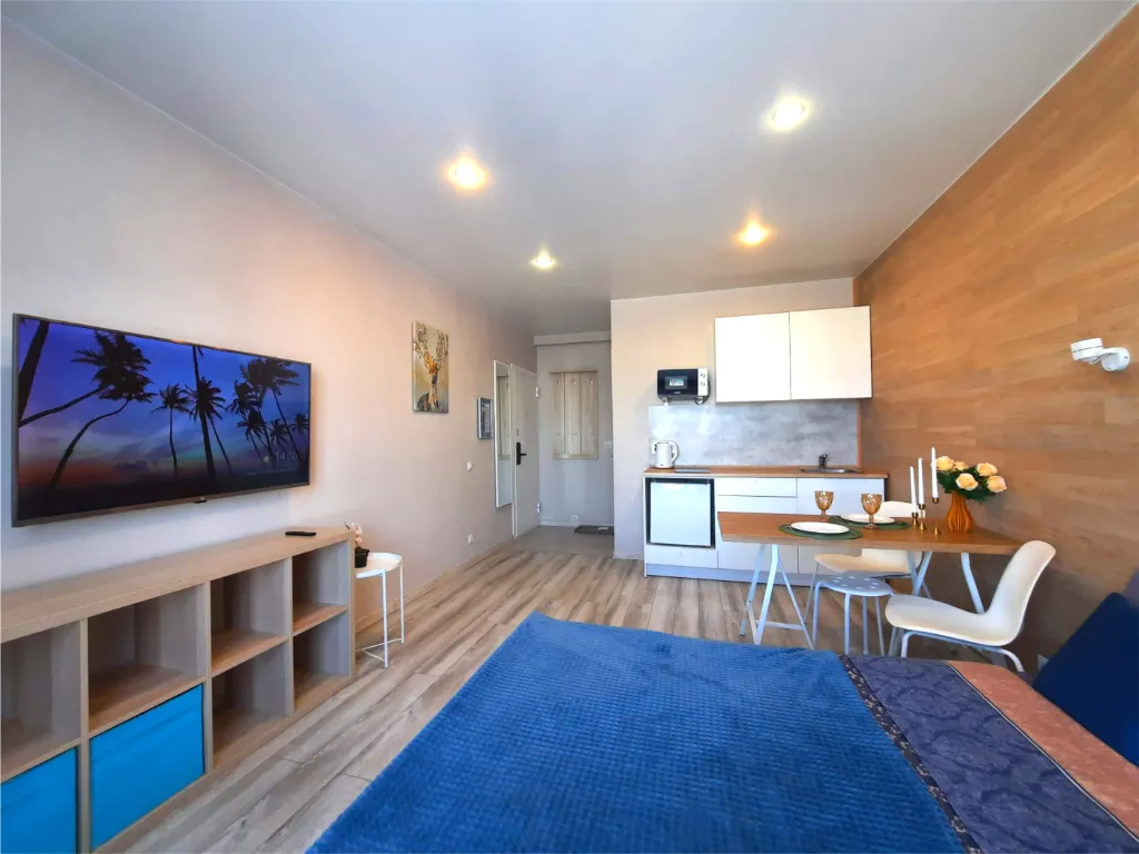 Студия для двоих — романтическое пространство с современным ремонтом