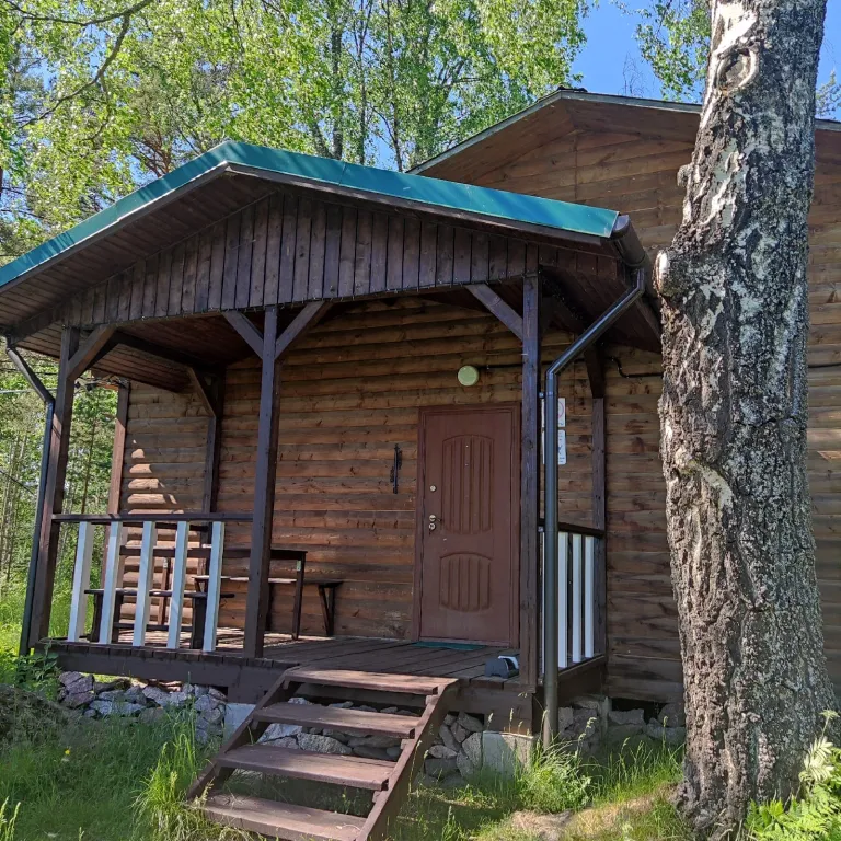 Дом на берегу озера с панорамным видом на лес