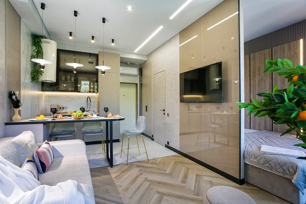 Студия с панорамой на горы