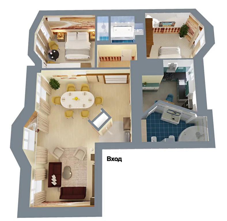 Квартира Квартира Солнечная Трешка в двух шагах от Набережной — Москва