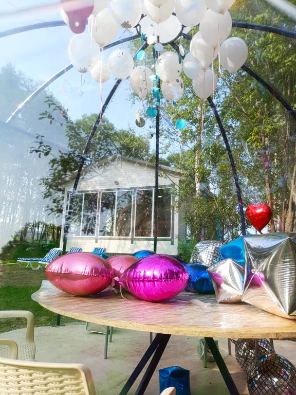 Дом с купольной беседкой на природе