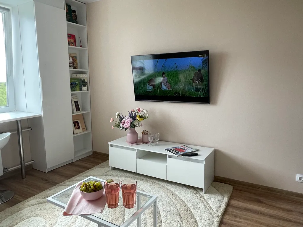 Студия с ванной и с панорамным видом Москвы