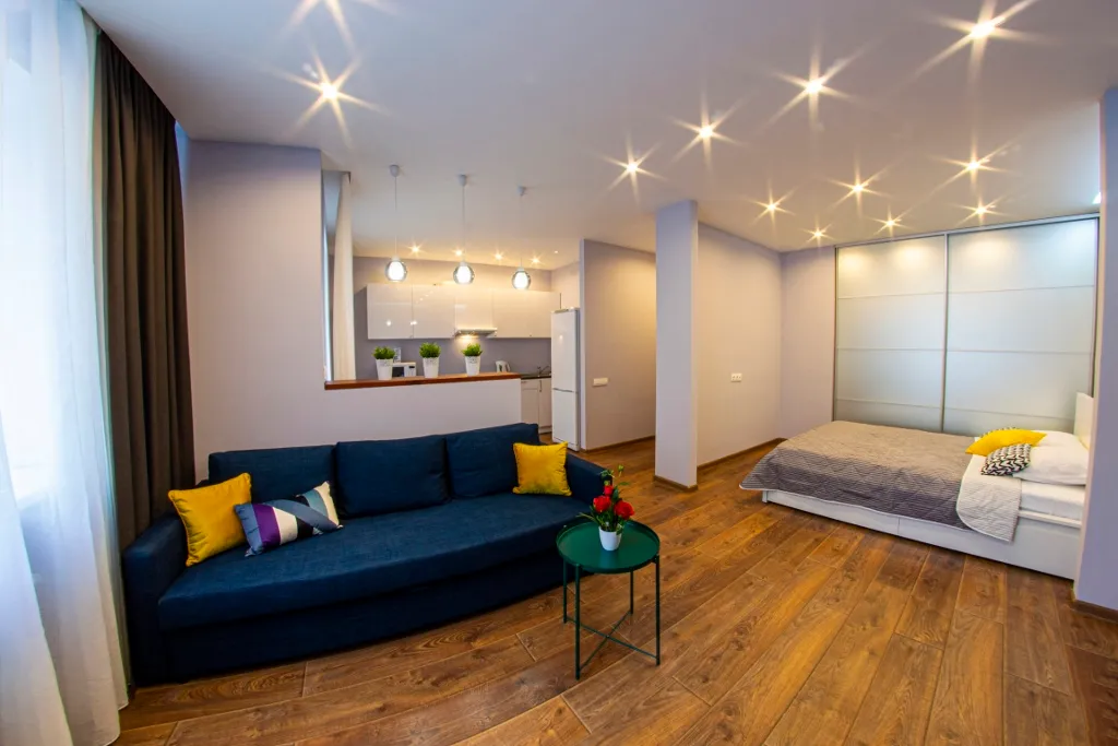 Современная студия бизнес класса с выходом в парк