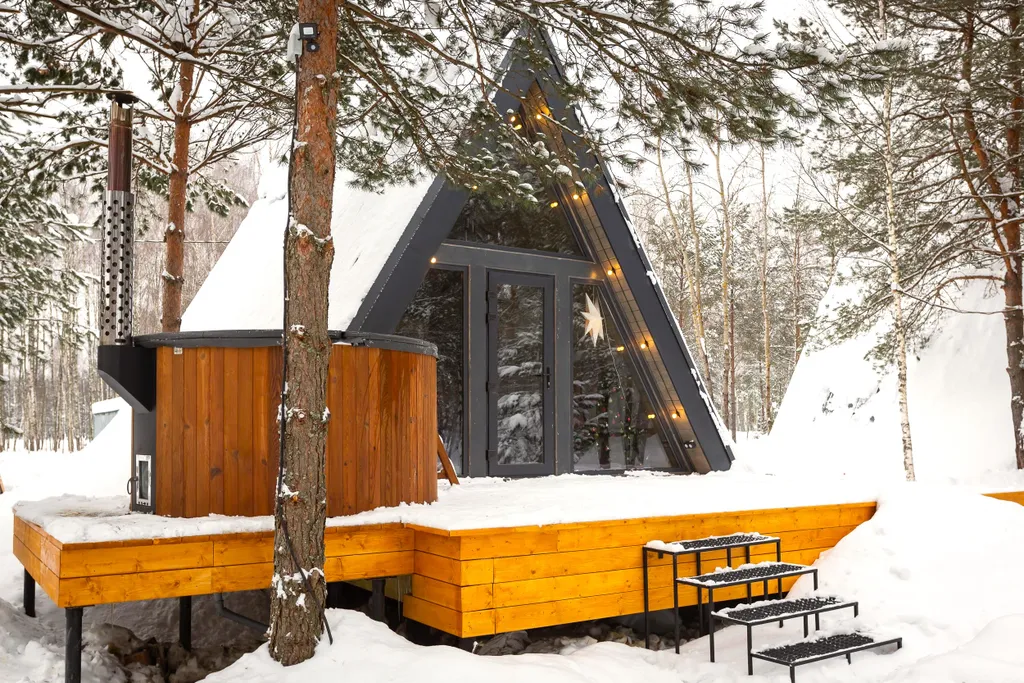 Коттедж Домик 5 (A-Frame с купелью) 50 м2 — аренда посуточно в Красный Огорок