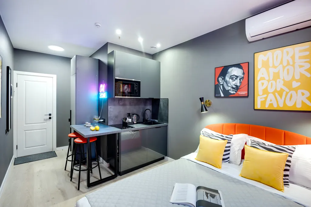 Квартира Квартира Стильная студия у ботанического сада Red — Москва