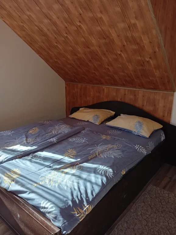 Дом с камином в лесу возле залива