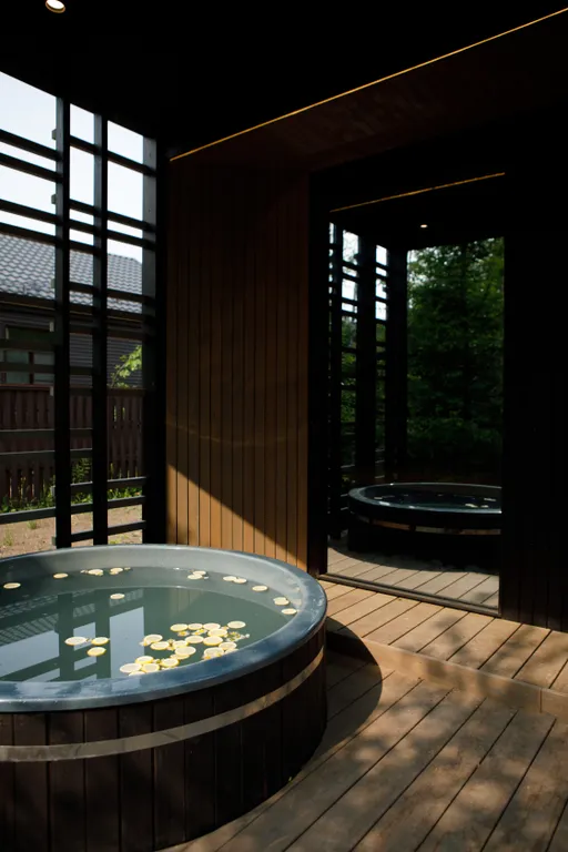 Стильный дом с ванной, горячим чаном и сауной