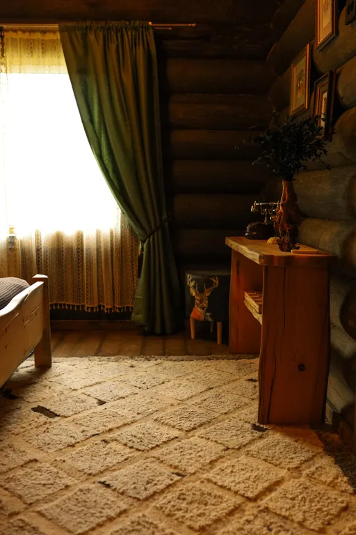 Бревенчатый дом-баня в стиле охотничьего домика