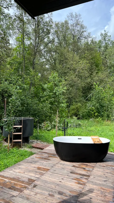 Премиальный дом с дизайнерским камином на дровах в лесу