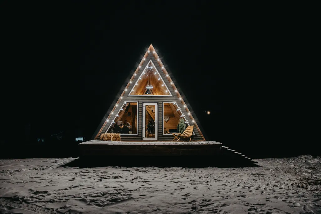 Дом A-frame у подножья горы