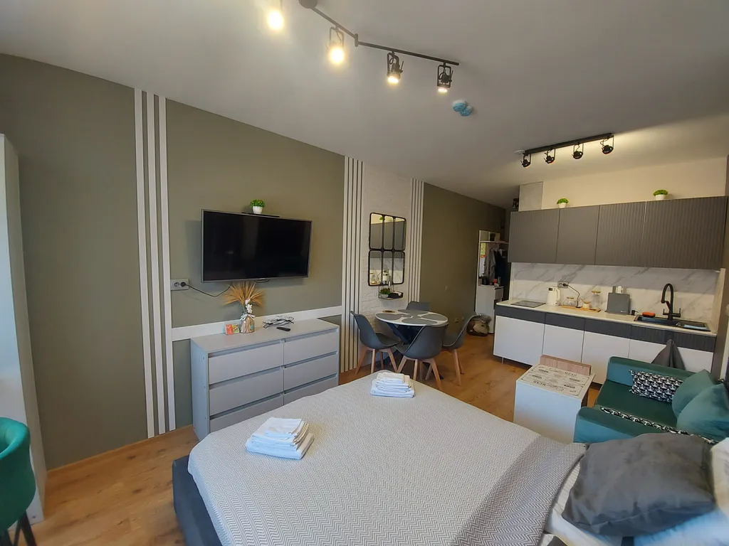 Студия с барной стойкой у окна