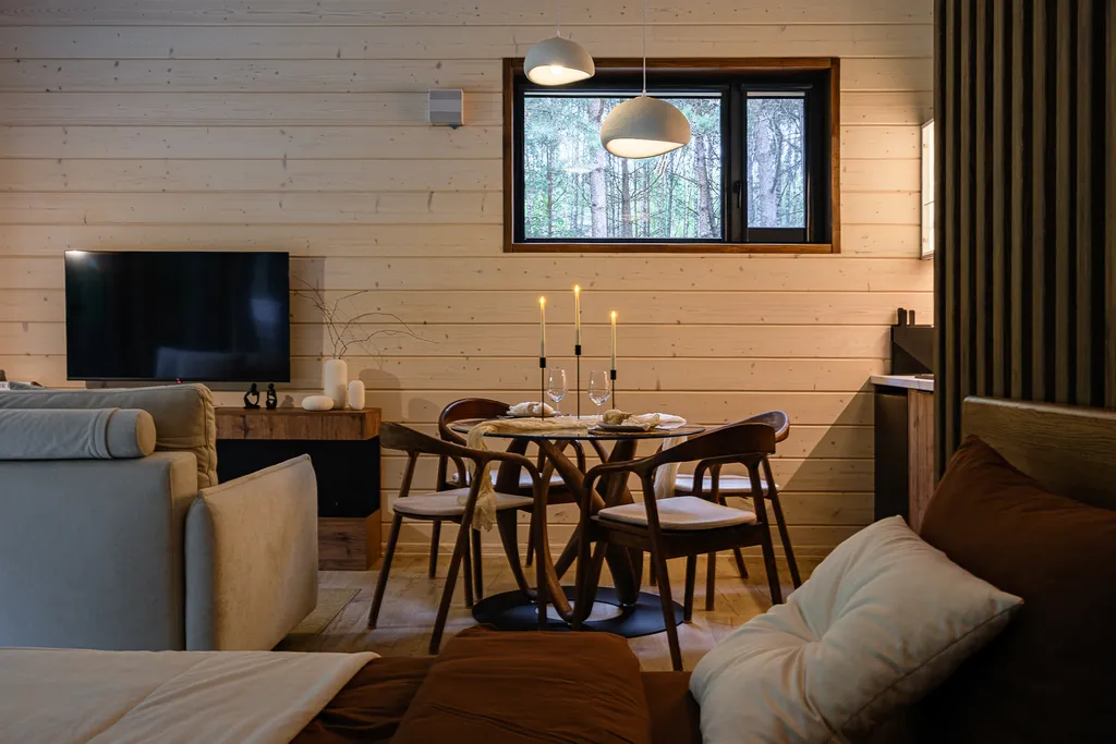 Премиальное шале с сауной и купелью в лесу.