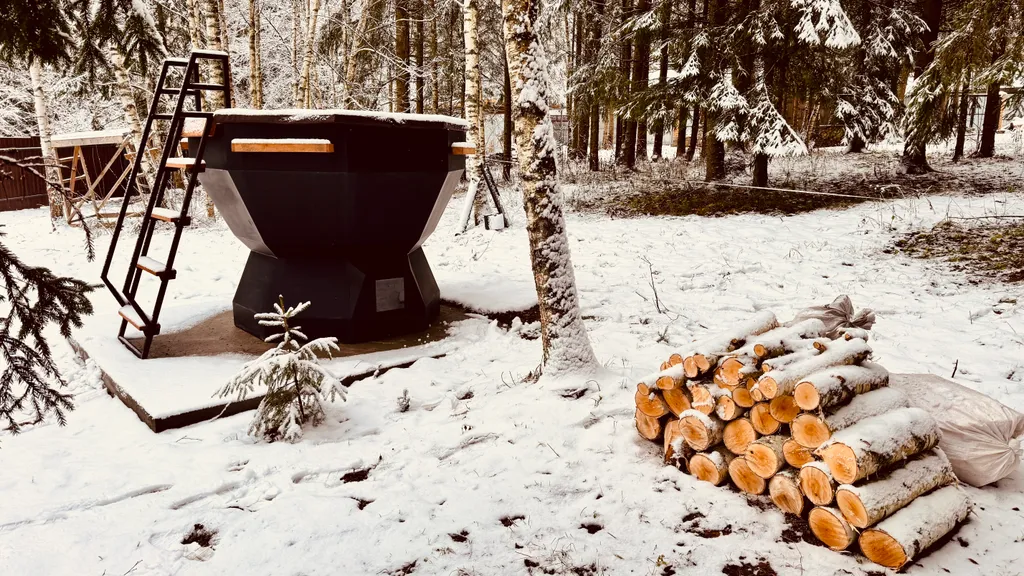 Дом с сибирским банным чаном в лесу