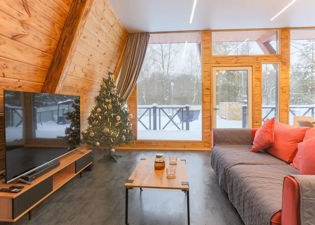 Большой дом a-frame в-небо с бассейном