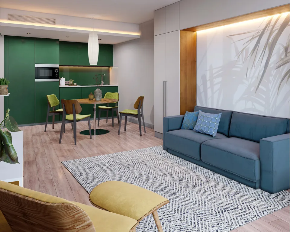 Апартаменты с отдельной спальней в закрытом апарт-отеле 4 *