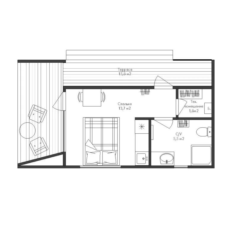 1-комнатный Дом