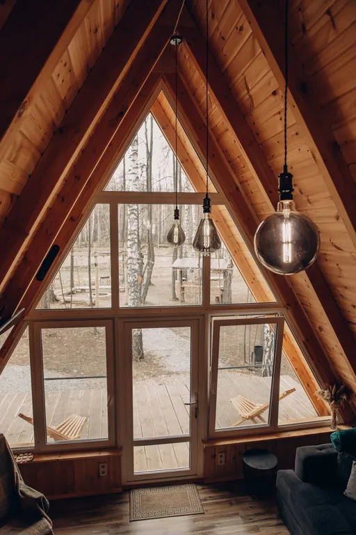 Домик в лесу с баней и чаном, A-frame Forest story