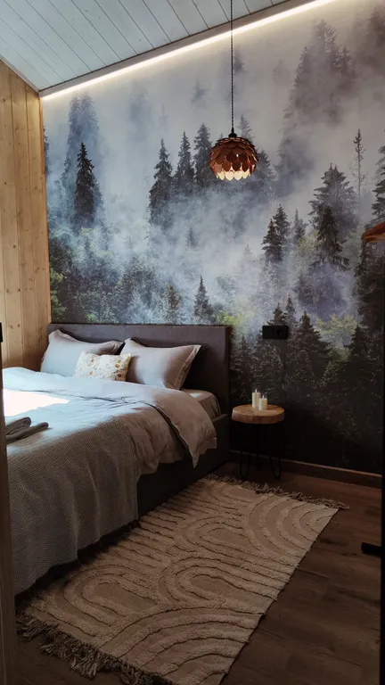 Домик для пар, чаном на дровах и видом на березовый лес в МО.