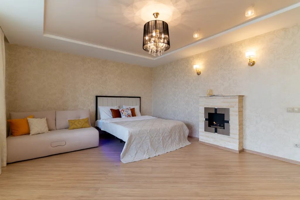 Дизайнерская двушка с биокамином