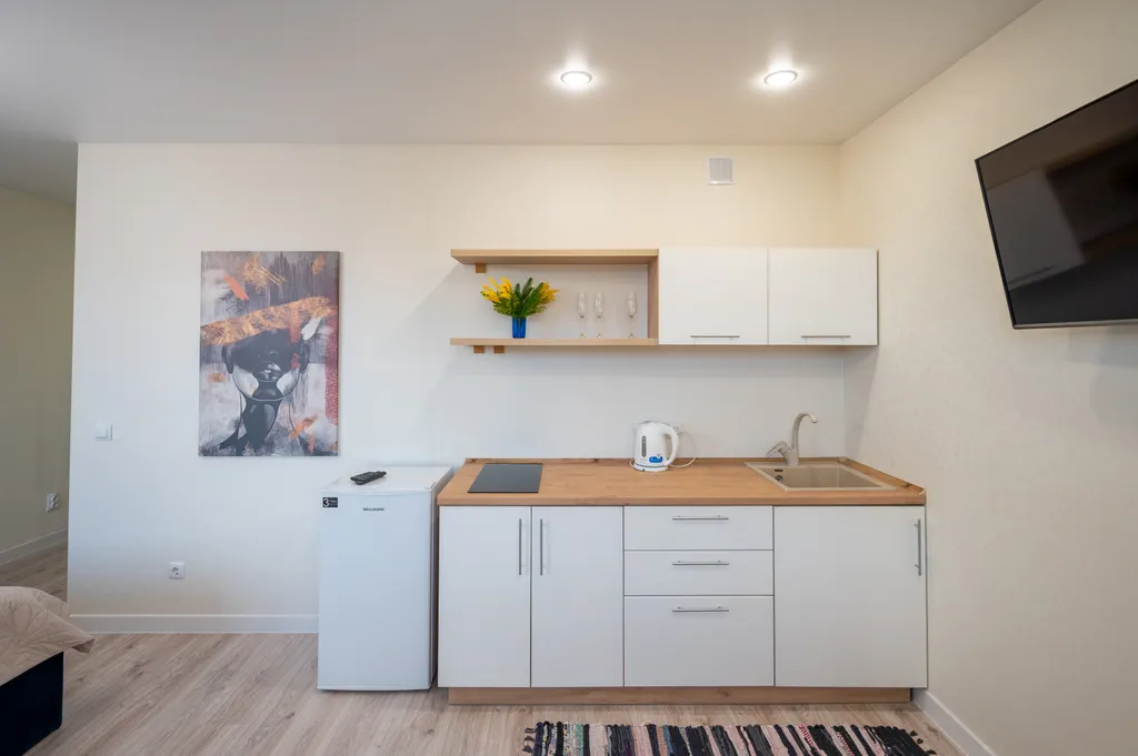 Пpосторная студия с балконом и красивым видом