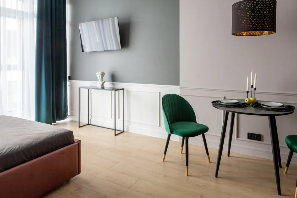 Современная студия с балконом и панорамными окнами у острова Канта