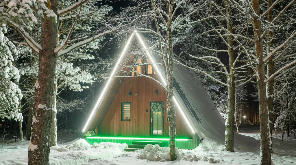 A-Frame с камином, кондиционером и террасой