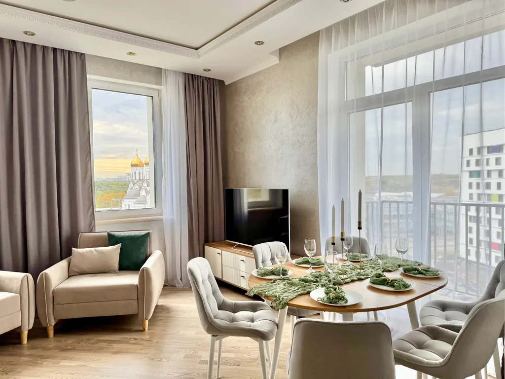 Квартира 4-комнатная квартира с видом на ВДНХ, Останкинскую башню, 84м, 7 кроватей — Москва