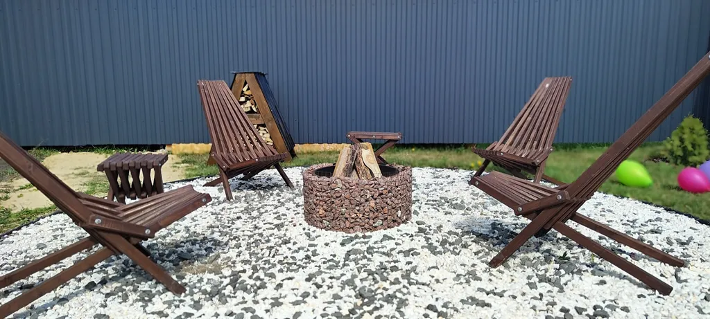 Домик у реки: банный чан, костёр, беседка с мангалом