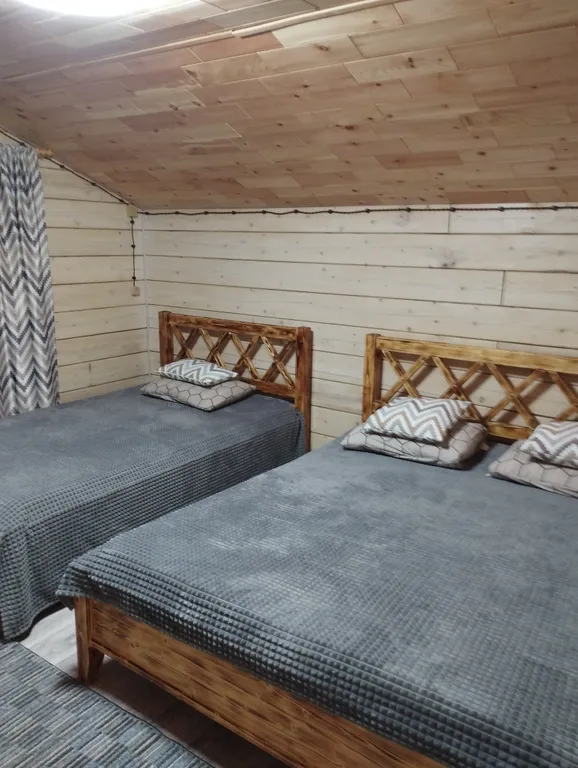 2х этажный коттедж, в зимнем лесу на берегу реки