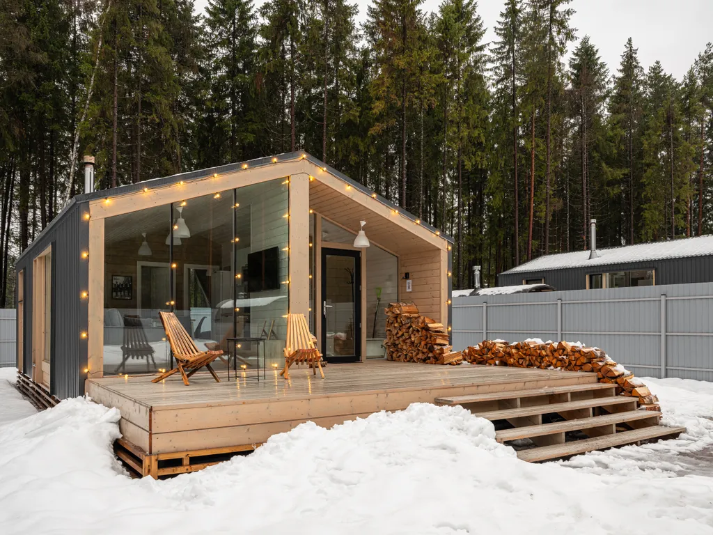 Домик у леса с камином и баней