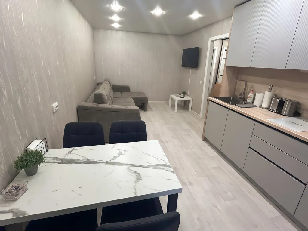 Комфортная квартира с совмещенной кухней-гостиной и уютной спальней