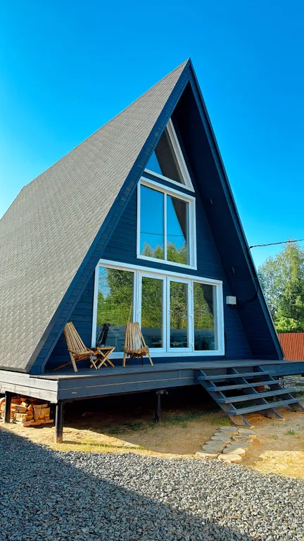 Уютный большой дом A-Frame с чаном рядом с Волгой