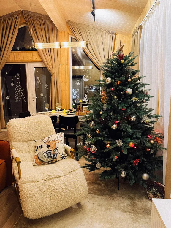 Уютный дом с панорамными окнами с выходом на террасу