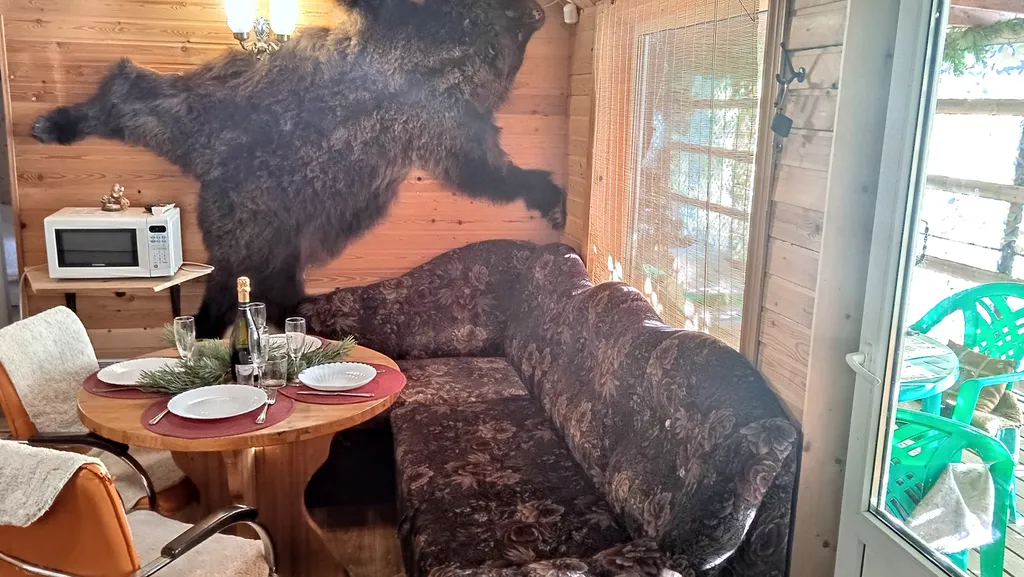 Охотничий дом с медведем на Ладоге