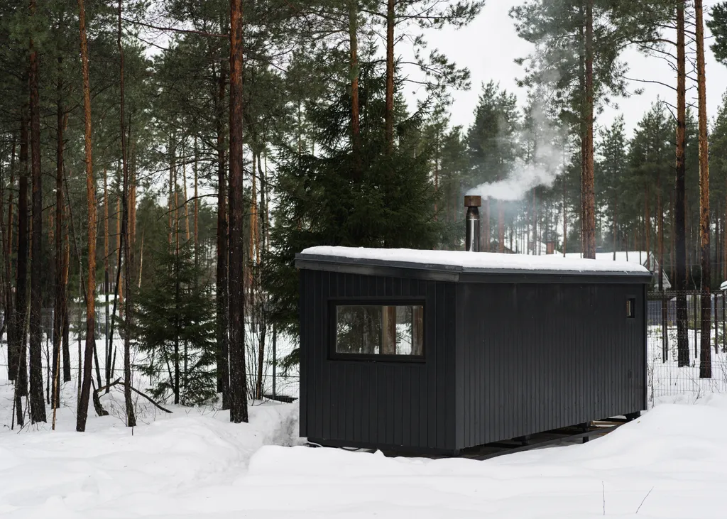 Загородный дом с террасой, баней и видом на лес
