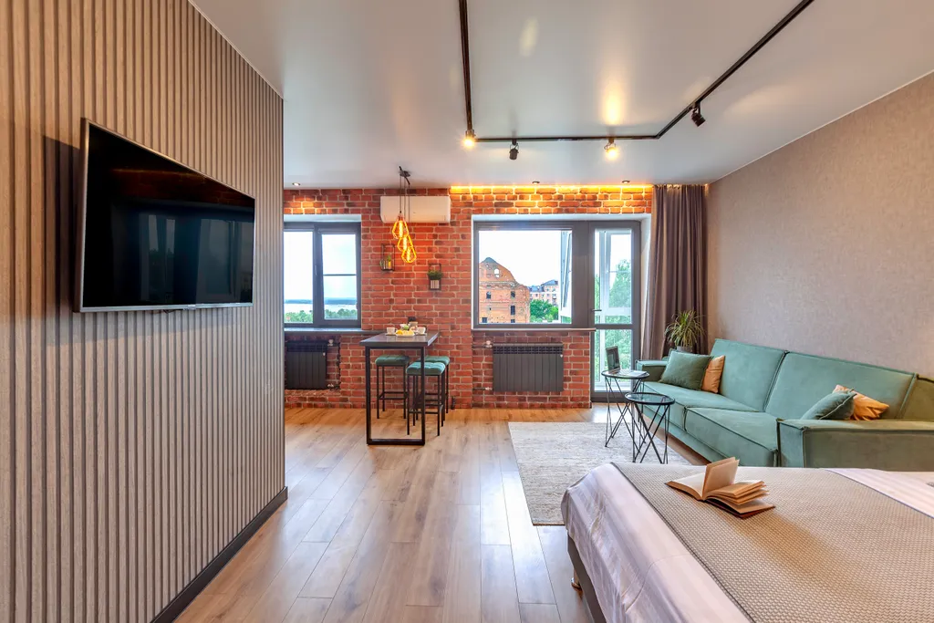 Студия Лофт Volga & Home с панорамным видом на музей Панораму и Волгу