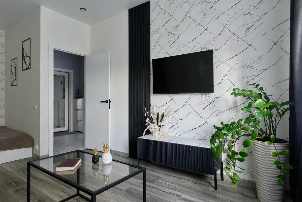 Прекрасная стильная квартира Инь янь